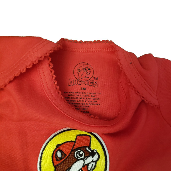 Buc-ee’s Baby Girl Red Romper Dress 3M Beaver Logo Bodysuit New with Tags - Picture 5 of 6